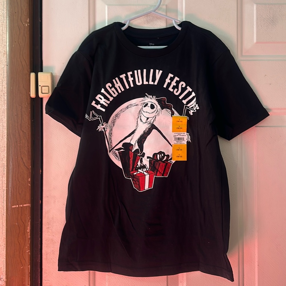 DISNEY NIGHTMARE BEFORE CHRISTMAS JACK SKELLINGTON CHRISTMAS TEE: BLACK: NWT: L